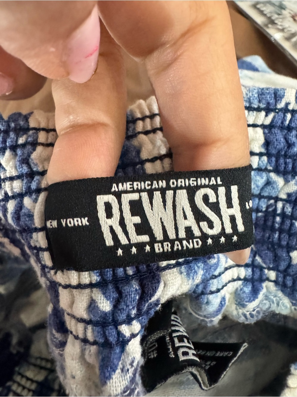 Rewash NWT Linen Blend Boho Wide Leg Pants Blue White XS - Picture 6 of 8